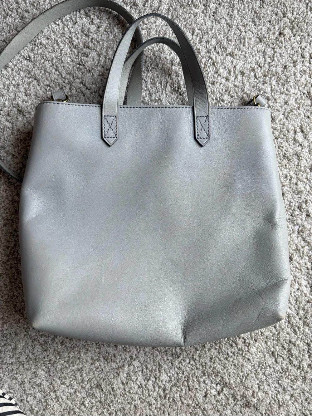 Madewell Light Gray Leather Tote Bag